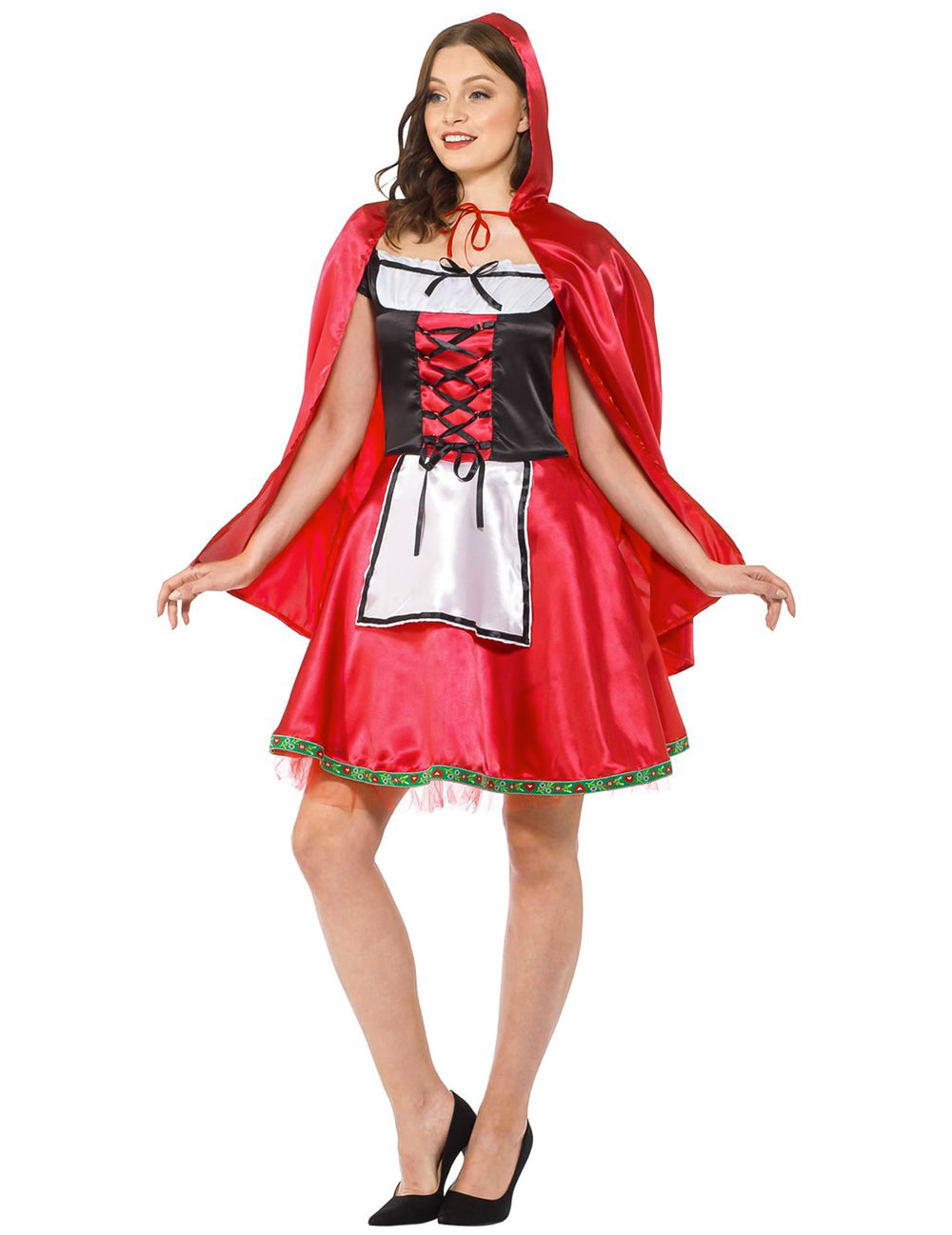 Vue d'ensemble du déguisement chaperon rouge classique pour femme