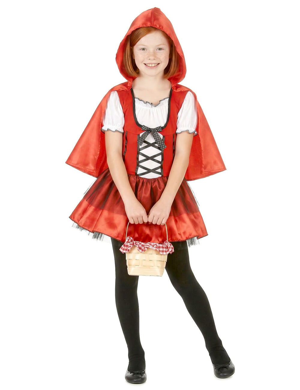 Déguisement de chaperon rouge pour fille rouge et blanc avec cape à capuche