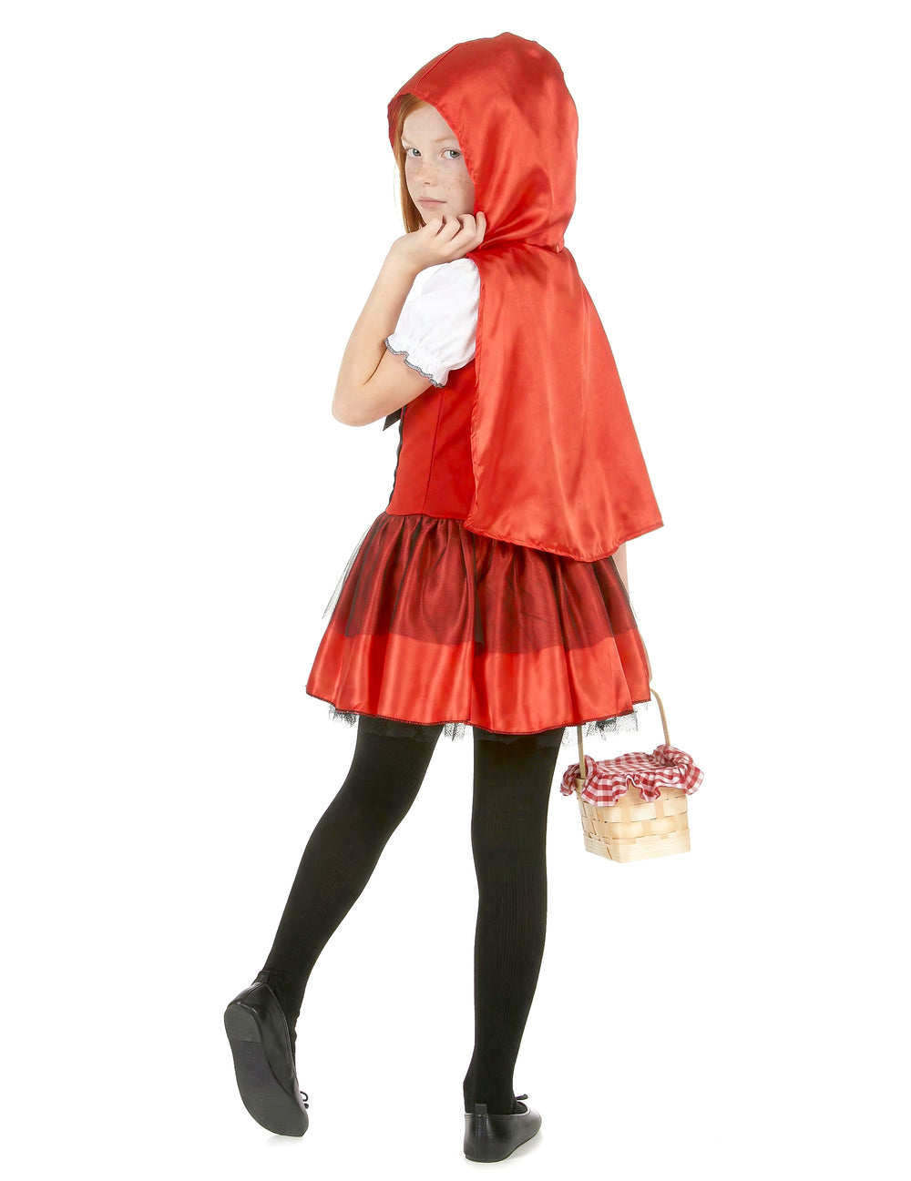 Vue de dos du déguisement de chaperon rouge pour fille