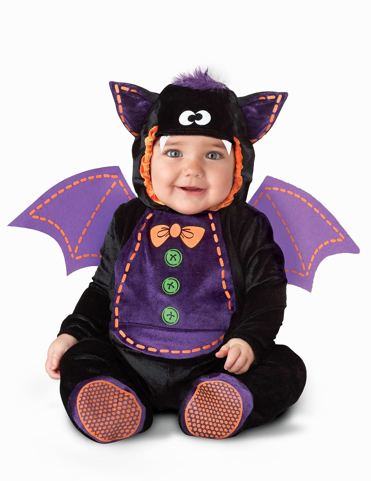 Déguisement chauve-souris pour bébé noir et violet avec des ailes