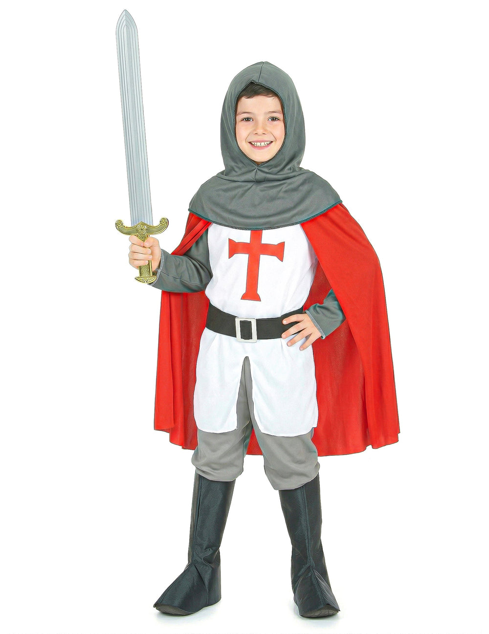 Vue de face du déguisement de chevalier croisé pour garçon