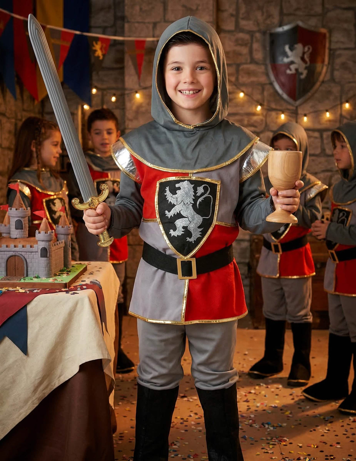 Rekvizit sa mačem i kaležom za kostim renesansnog viteza za dječak