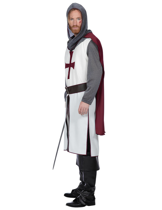 Vue de profil du déguisement chevalier templier luxe pour homme