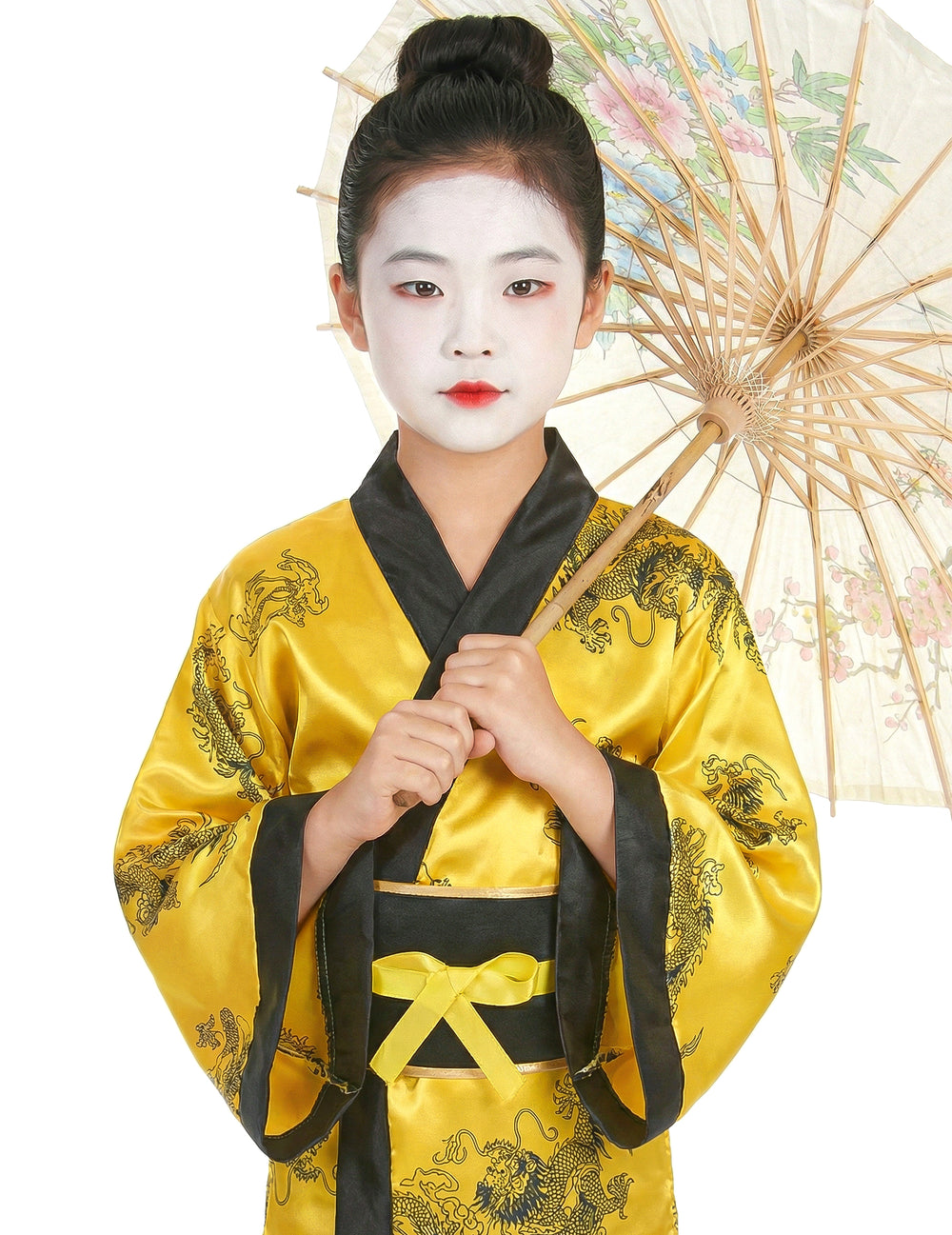 Gros plan sur le maquillage du déguisement de chinoise pour fille