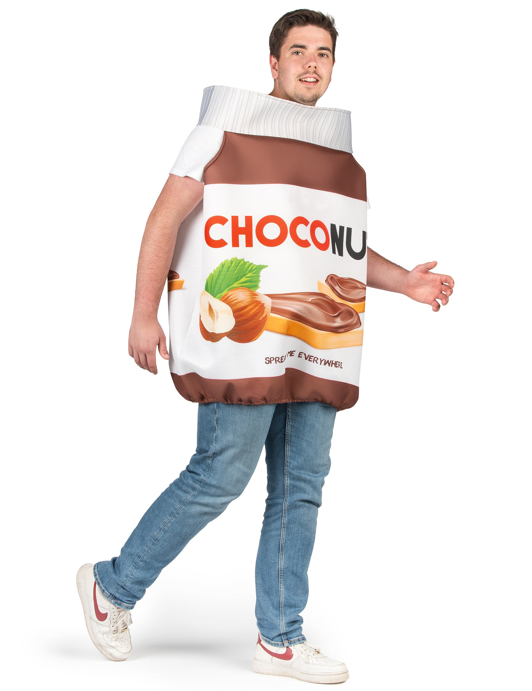 Déguisement choconut pour adulte marron et blanc en forme de pot