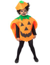 Déguisement Citrouille pour enfant orange et vert avec chapeau