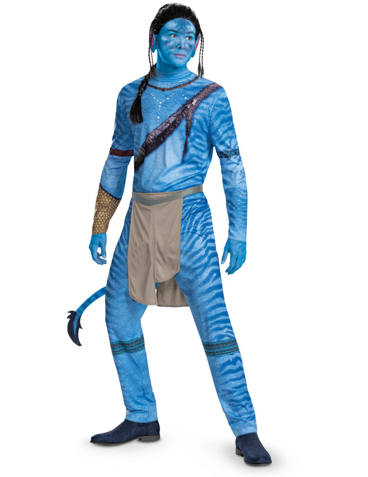 Déguisement classique Avatar Jake Sully pour homme bleu avec queue et pagne