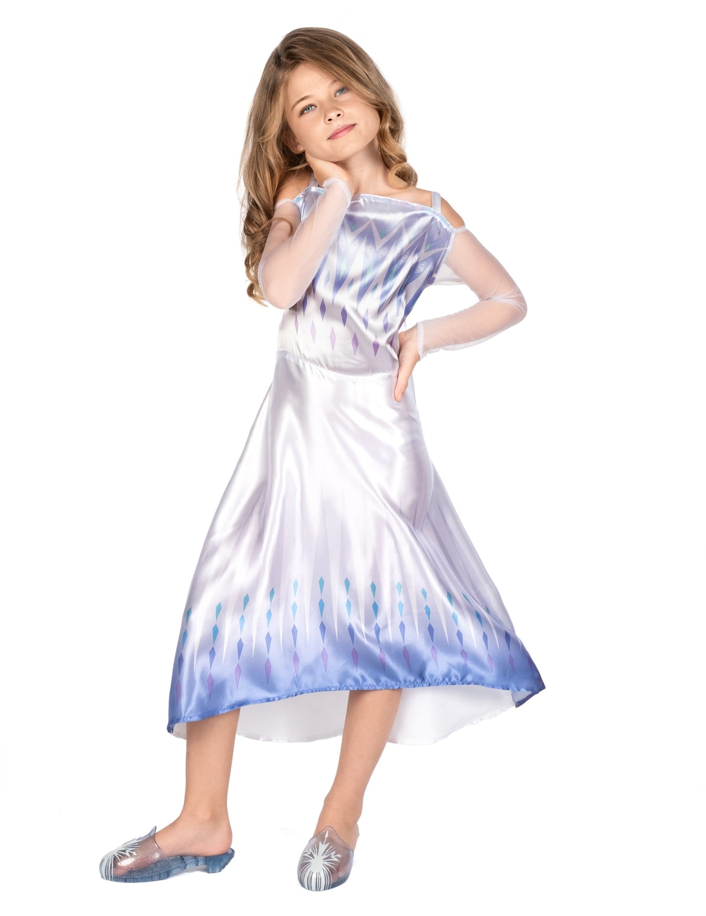 Klasična bijela prerušavanje Elsa Snježna kraljica 2 djevojka