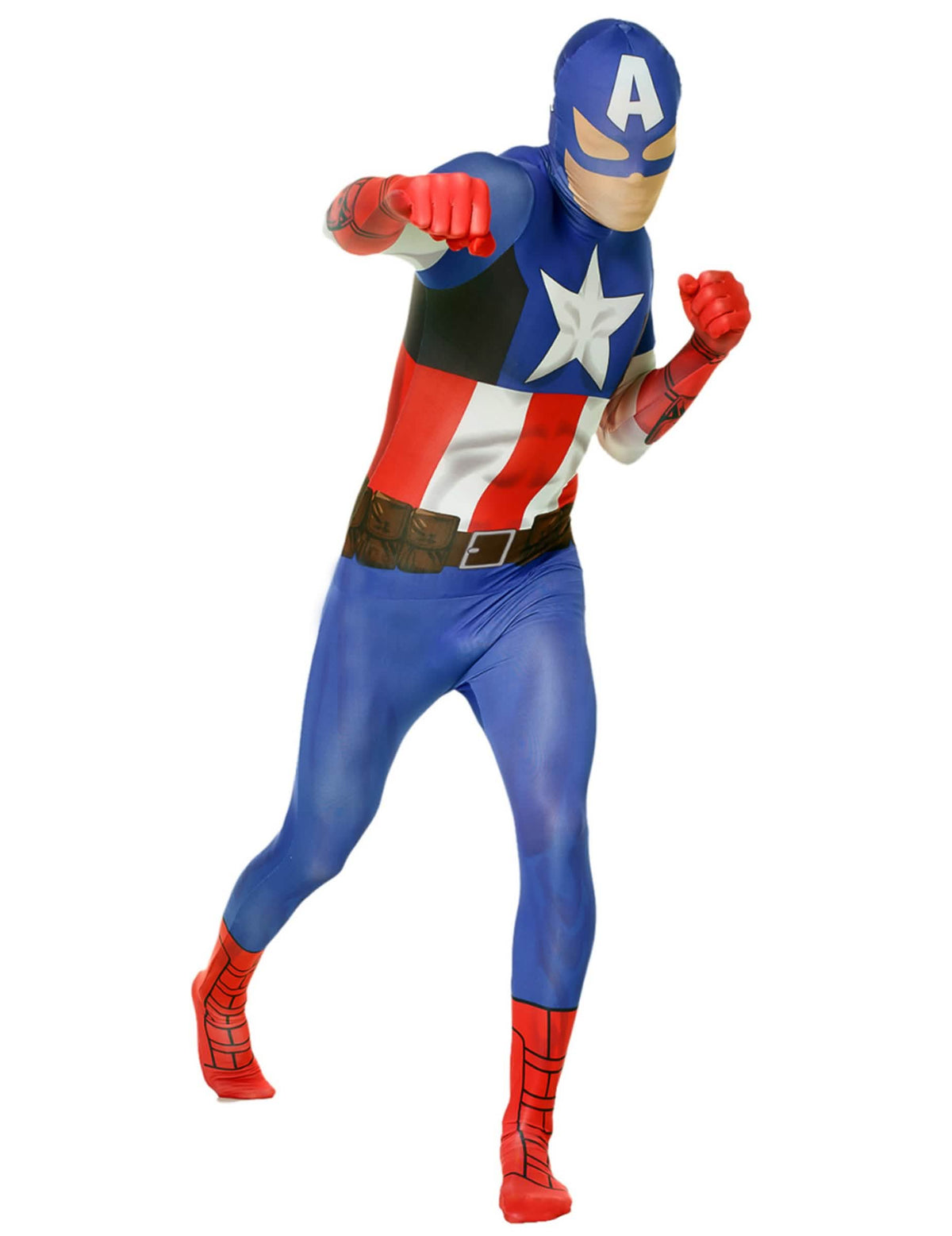 Klasični kostim Captain America™ Morphsuits™ za odrasli plava bijela i crvena u cijelosti