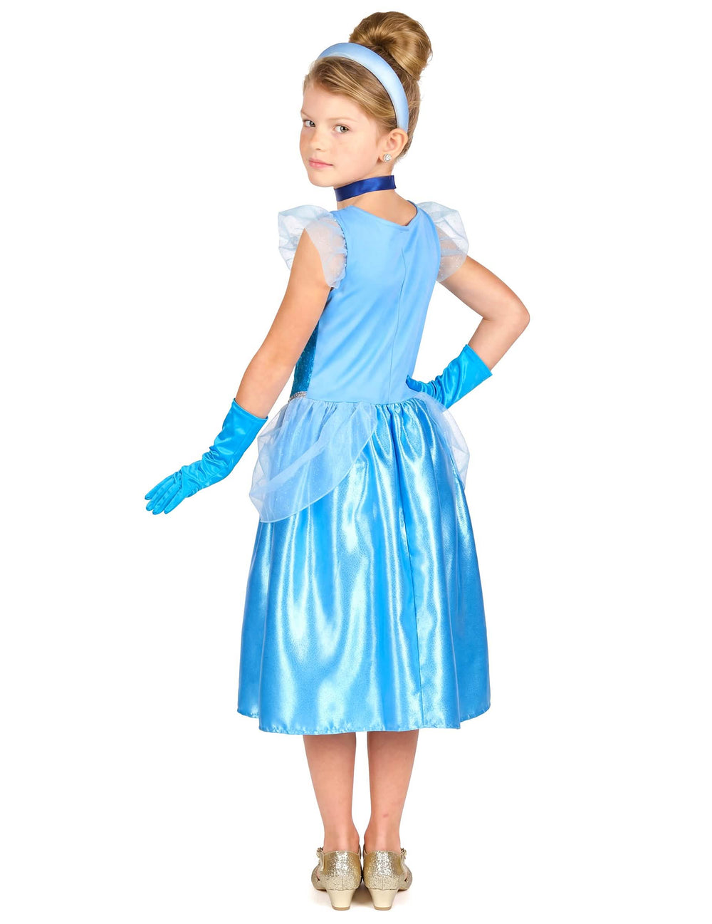 Vue de dos du déguisement classique Cendrillon pour fille