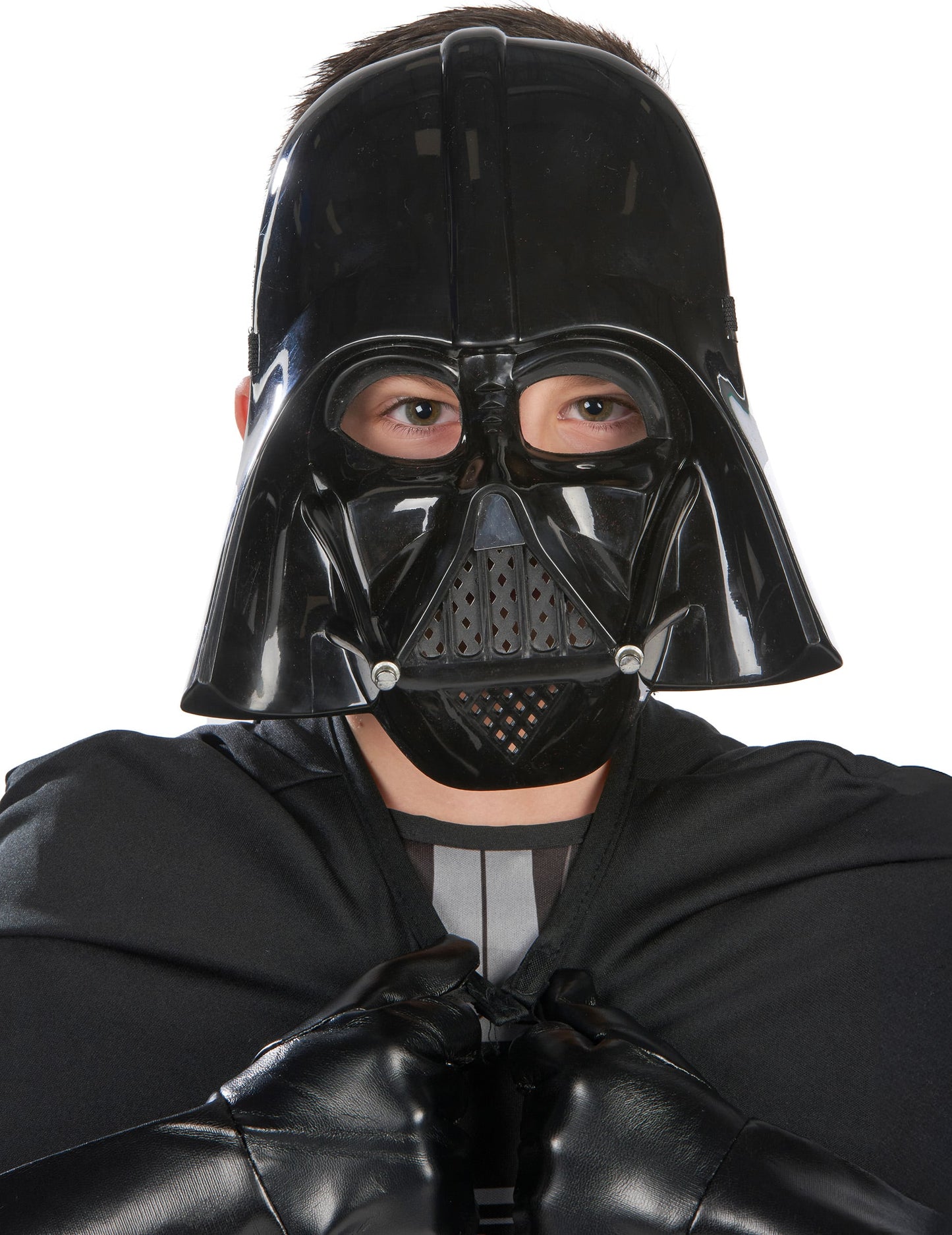 Gros plan sur le masque du déguisement classique Dark Vador pour garçon