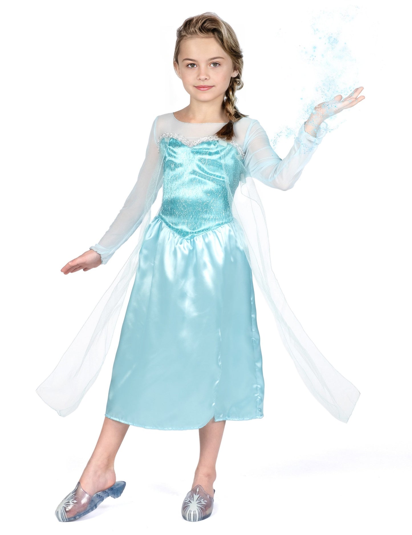 Déguisement classique Elsa la reine des neiges pour fille bleu ciel satiné