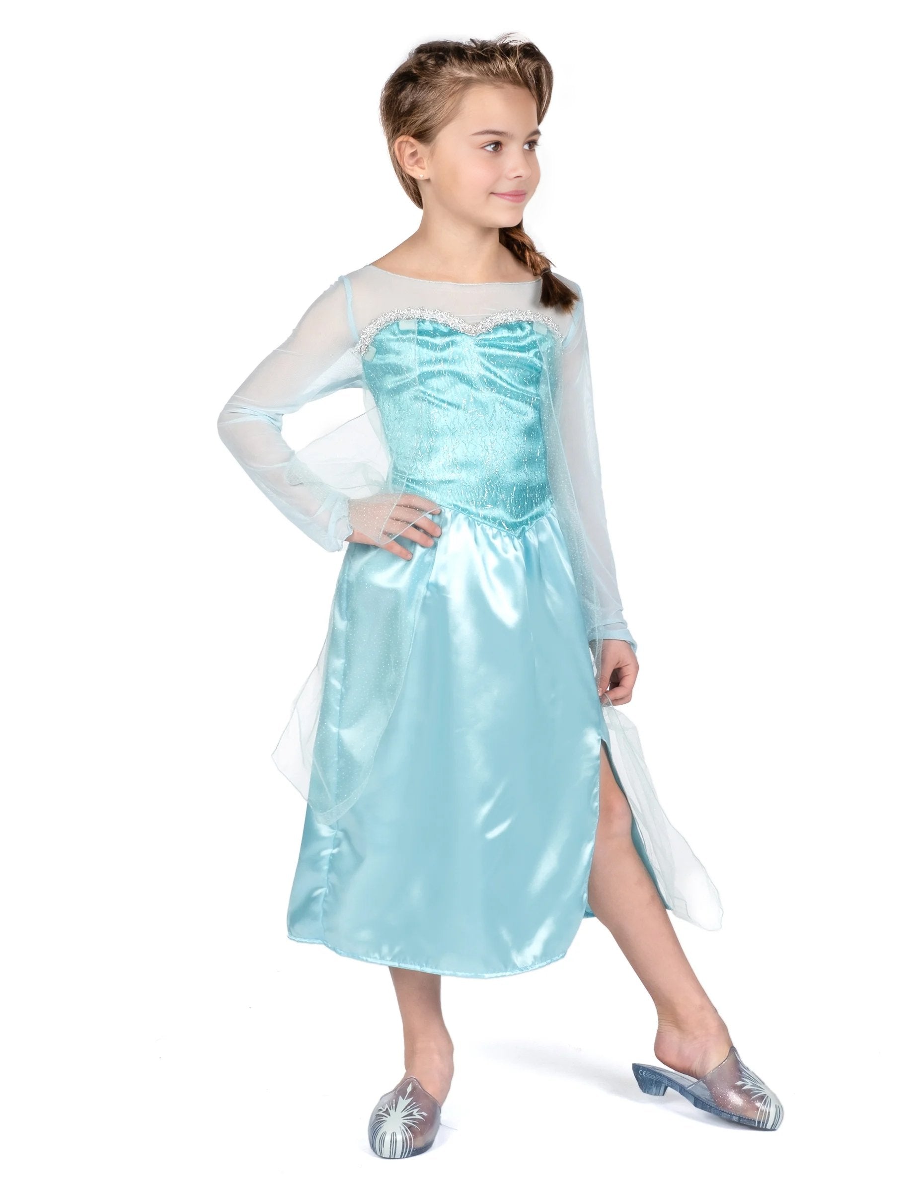 Vue de profil du déguisement classique Elsa la reine des neiges