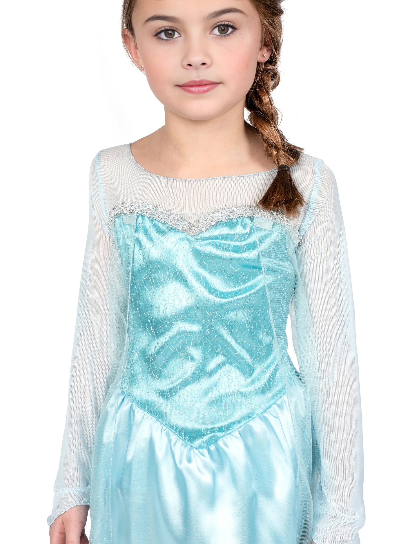 Gros plan sur le bustier du déguisement classique Elsa la reine des neiges