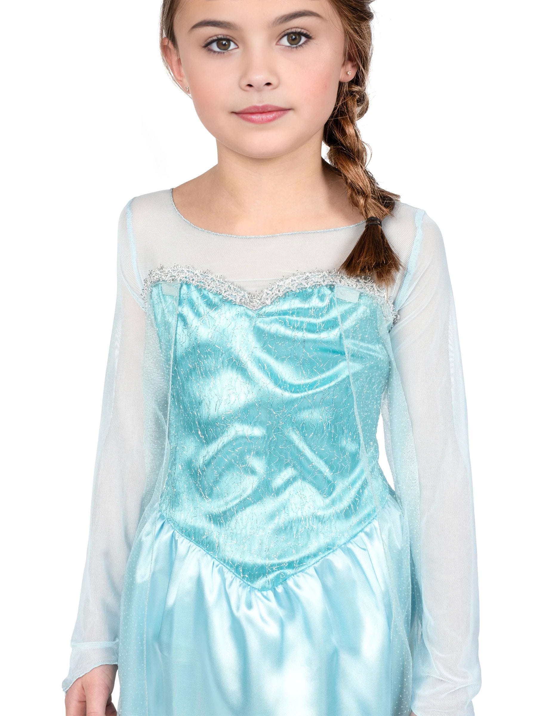 Gros plan sur le bustier du déguisement classique Elsa la reine des neiges