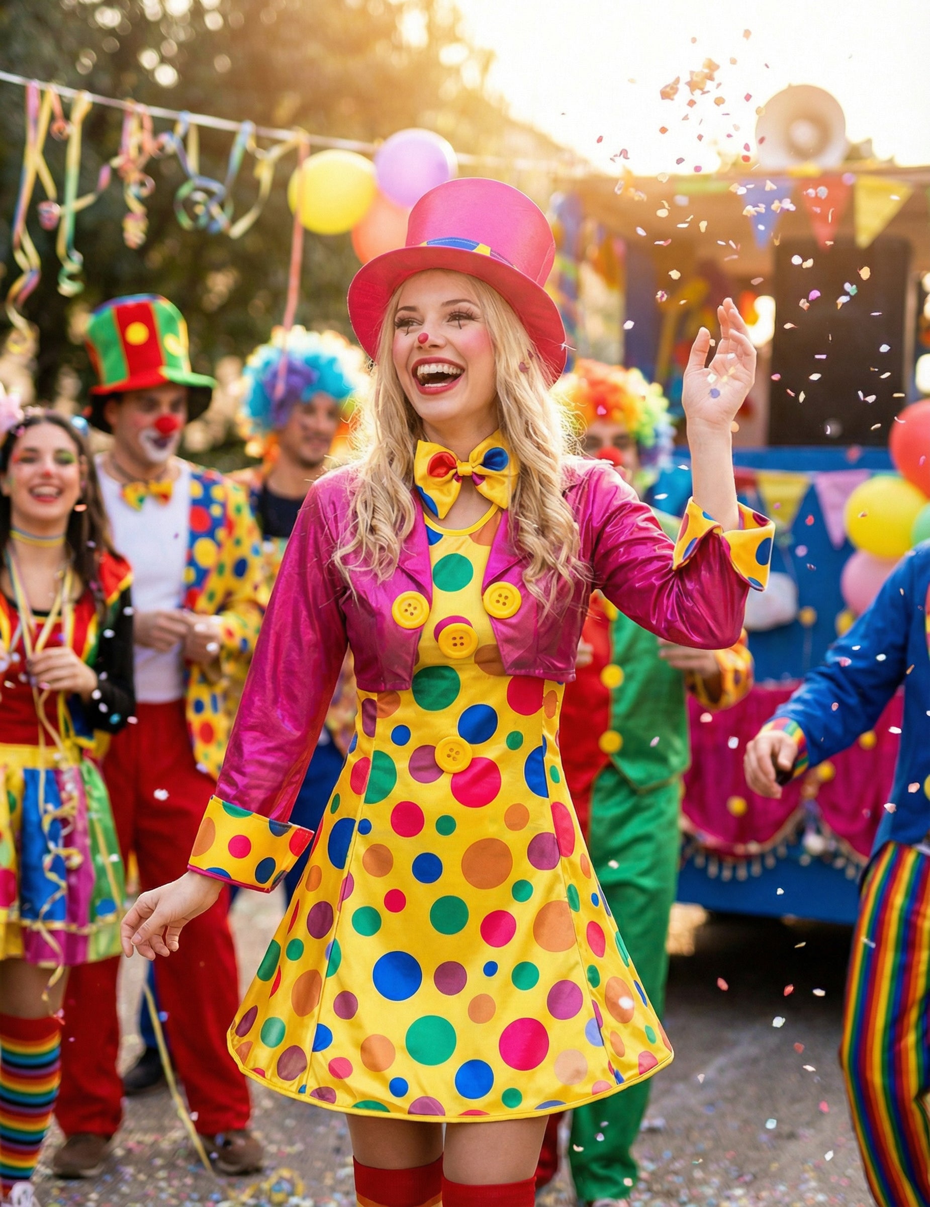 Festivna situacija smiješnog kostima klauna za žene