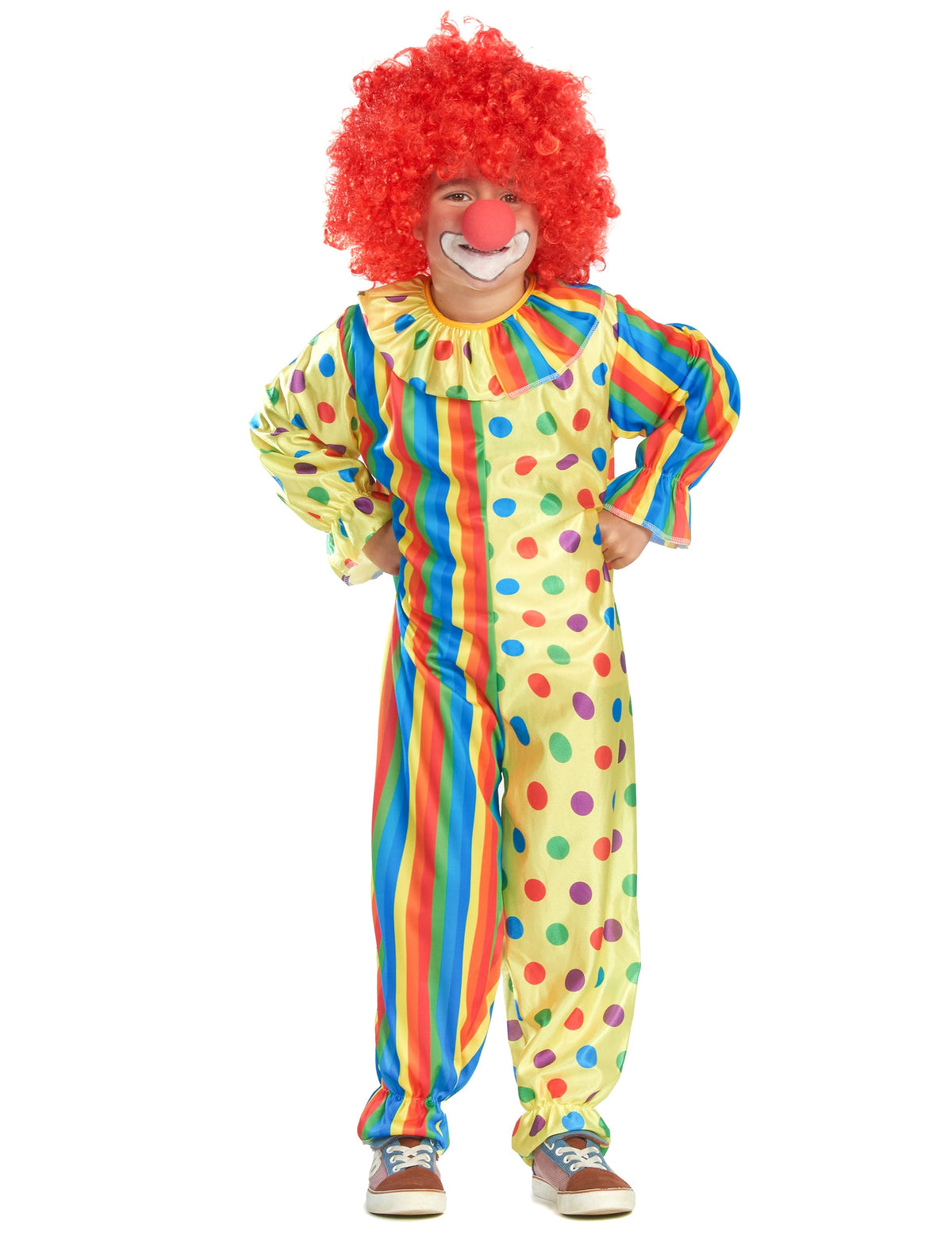 Vue de face du déguisement de clown coloré pour enfant