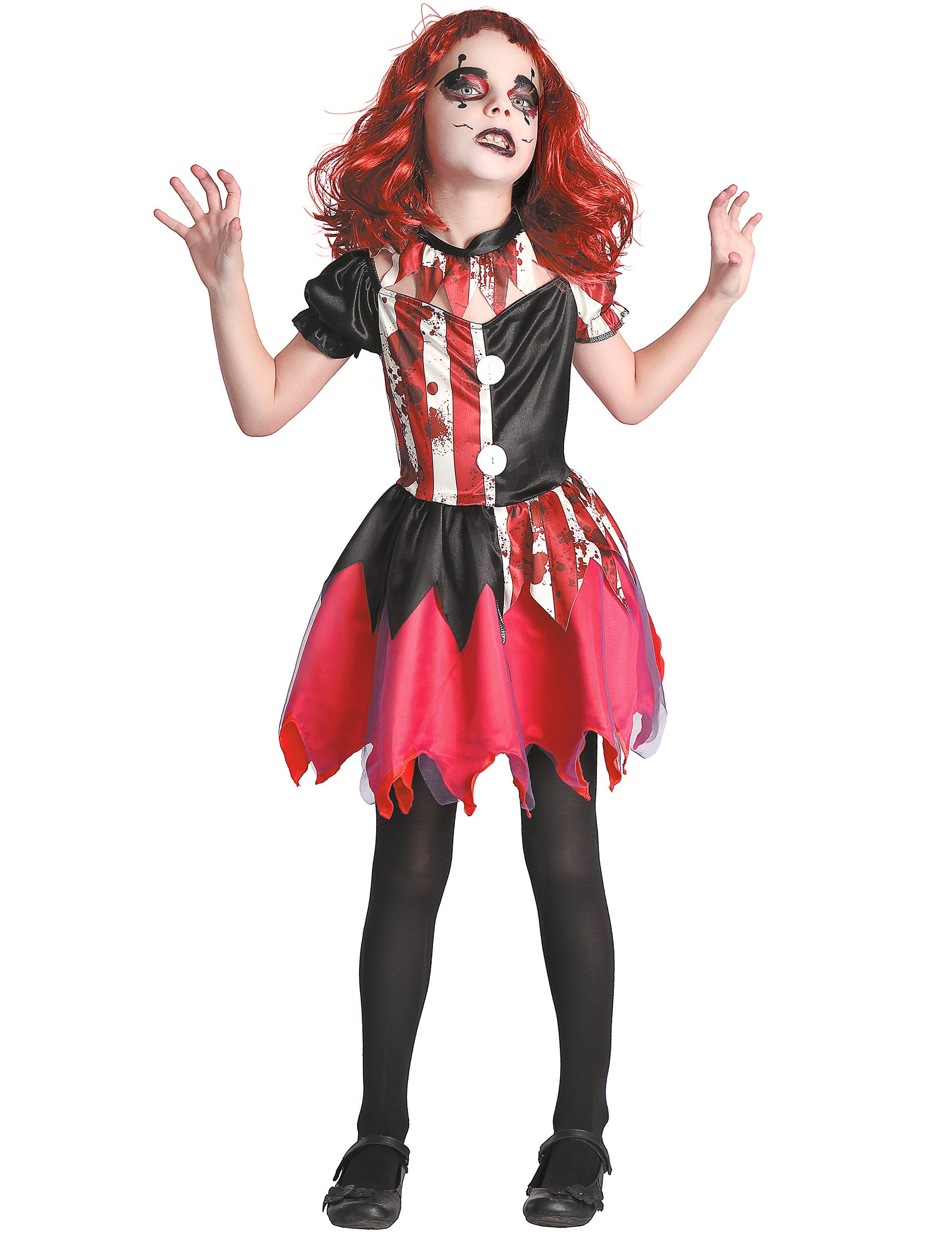 Déguisement de clown ensanglanté pour fille rouge et noir