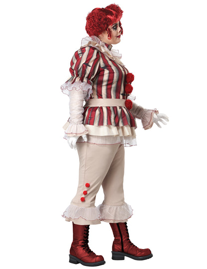 Vue de profil du déguisement de clown psycho luxe pour femme