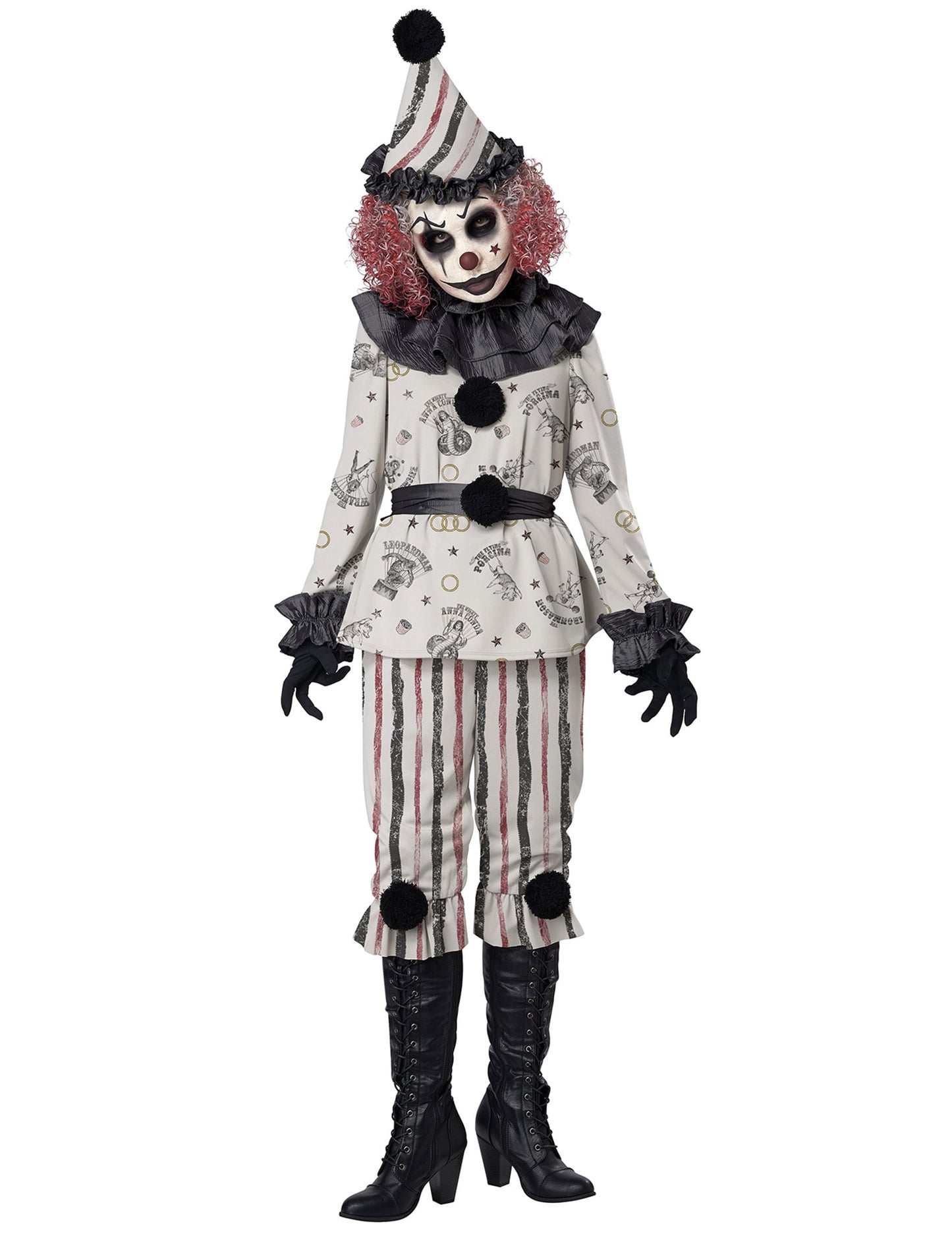Vue d'ensemble du déguisement de clown sinistre luxe pour femme