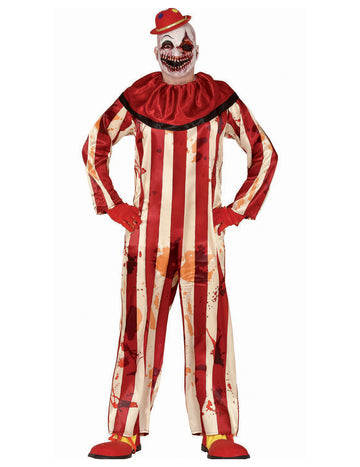 Zastrašujući prerušavanje crveno -bijelog klauna