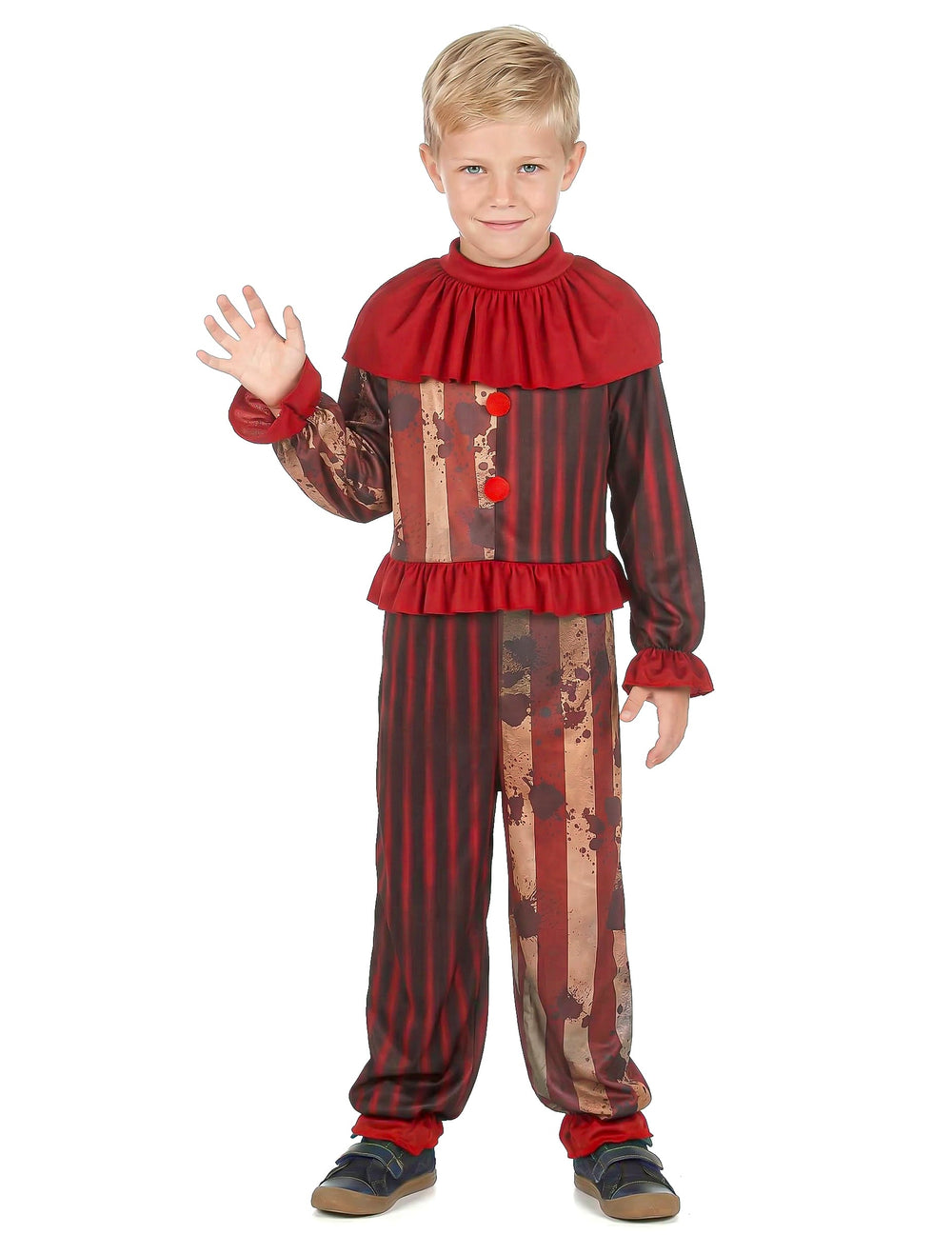 Vue de face du déguisement clown terrifiant pour garçon