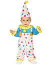 Déguisement combinaison clown à pois pastel pour bébé multicolore avec chapeau pointu