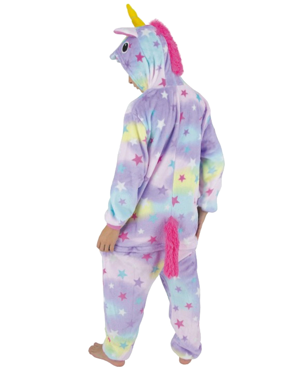 Vue de dos du déguisement combinaison licorne avec étoiles pour enfant