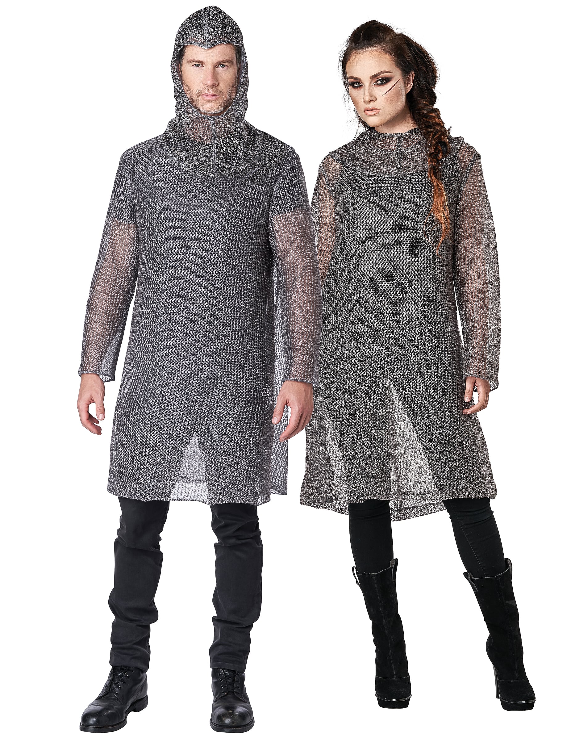 Modèles homme et femme du déguisement côte de maille chevalier luxe