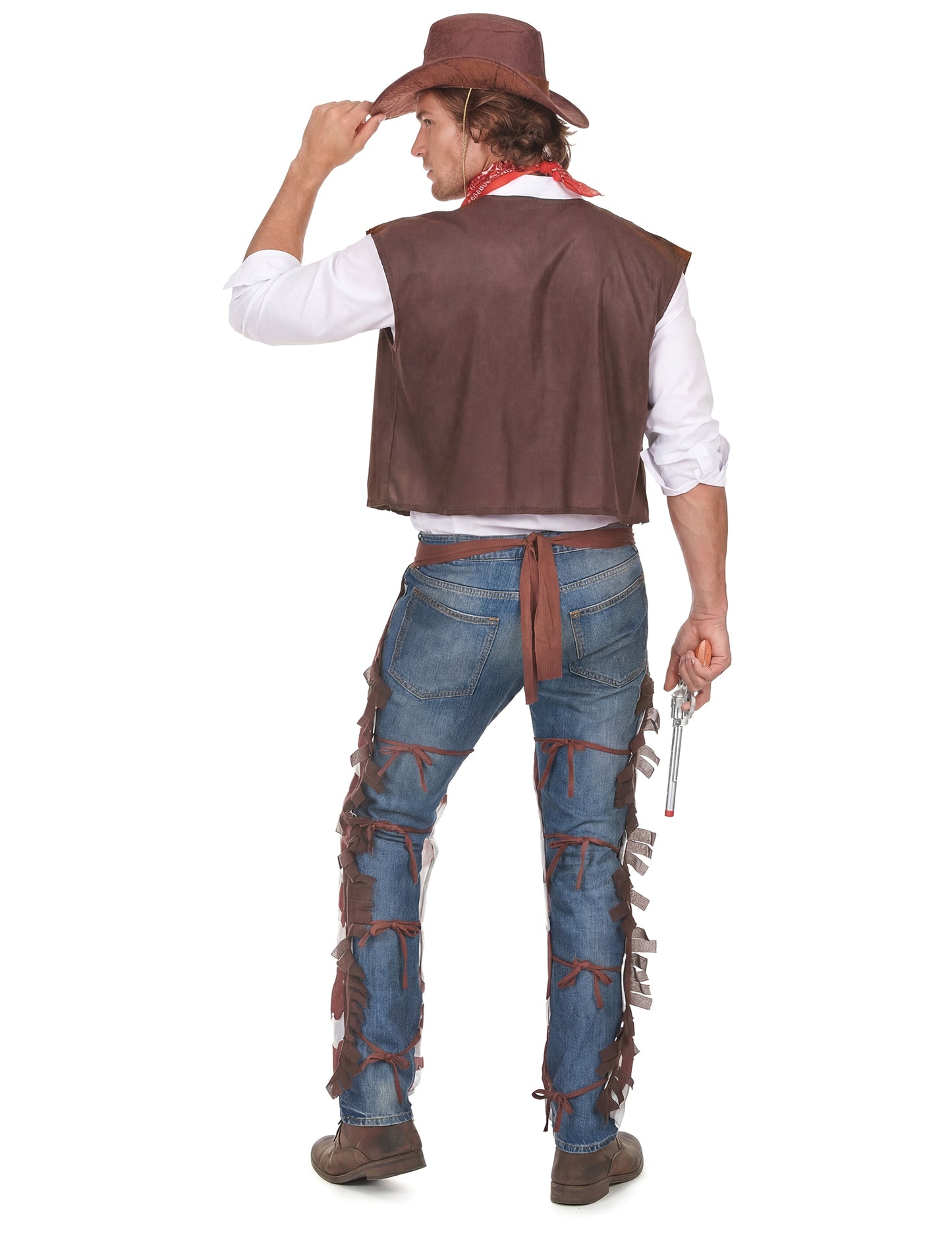 Stražnji pogled klasičnog kostima kauboja