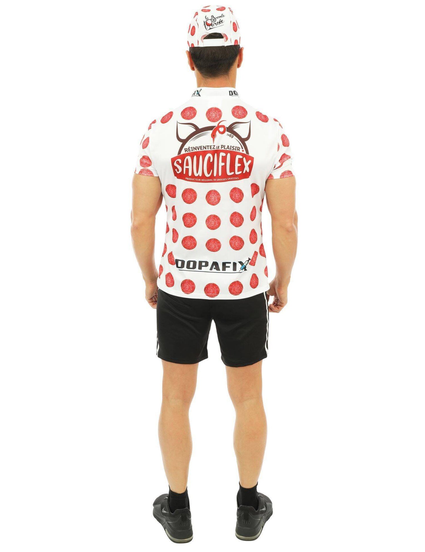 SAUCIFLEX muški bijeli i crveni kostim za biciklizam