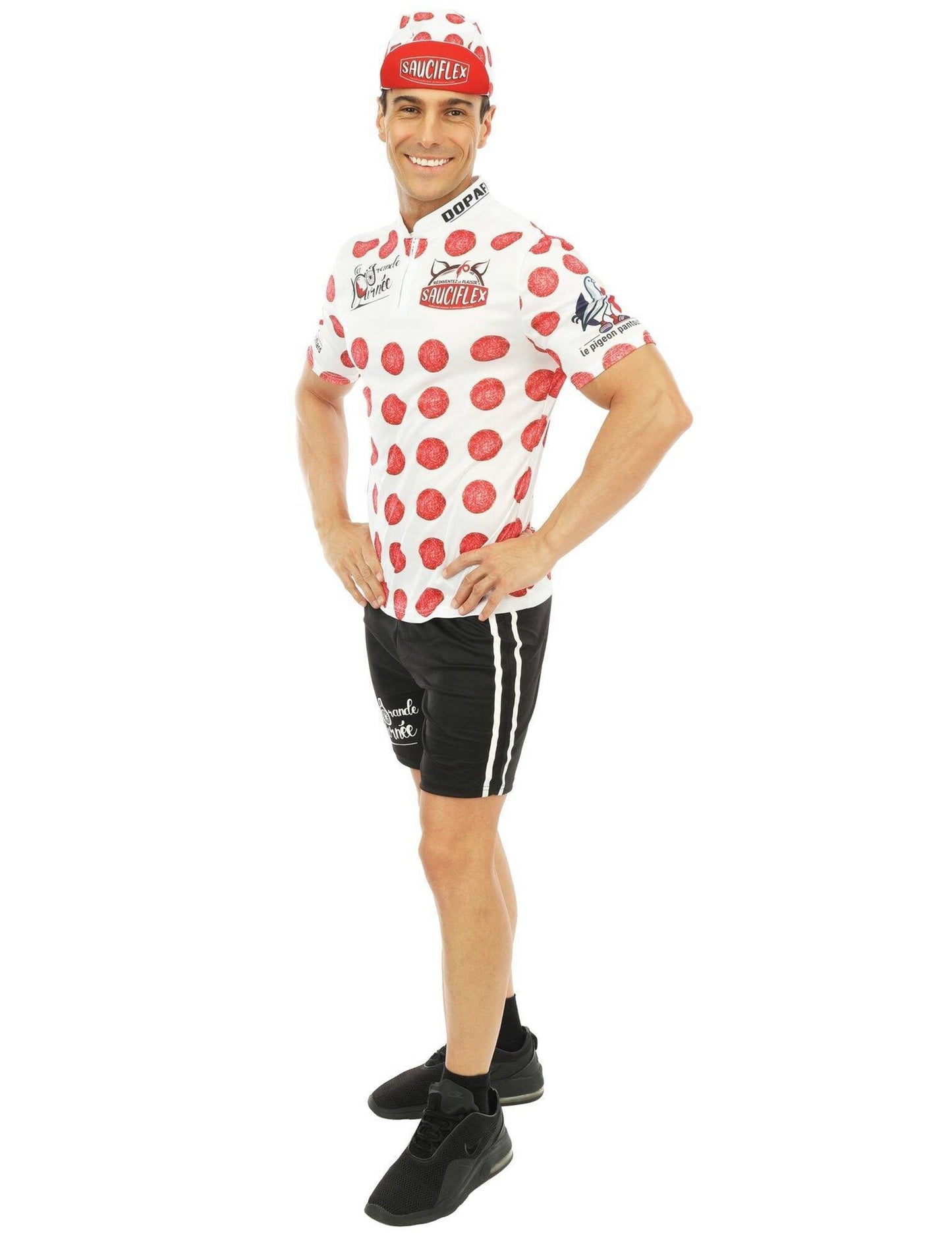 SAUCIFLEX muški bijeli i crveni kostim za biciklizam