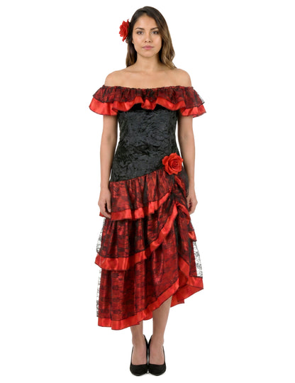 Déguisement danseuse de flamenco femme rouge et noir
