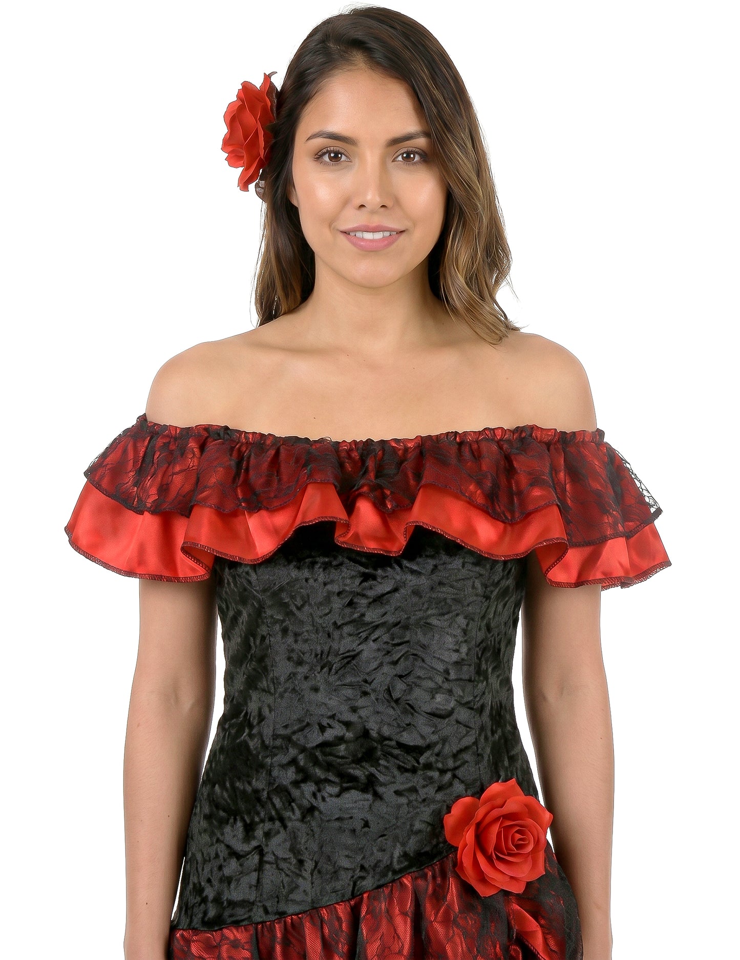 Déguisement danseuse de flamenco femme rouge et noir