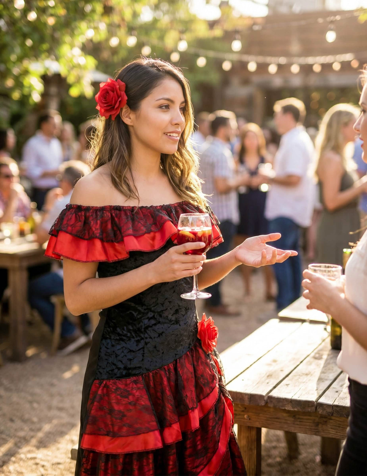 Crveni i crni flamenco Flamenco plesač prerušen