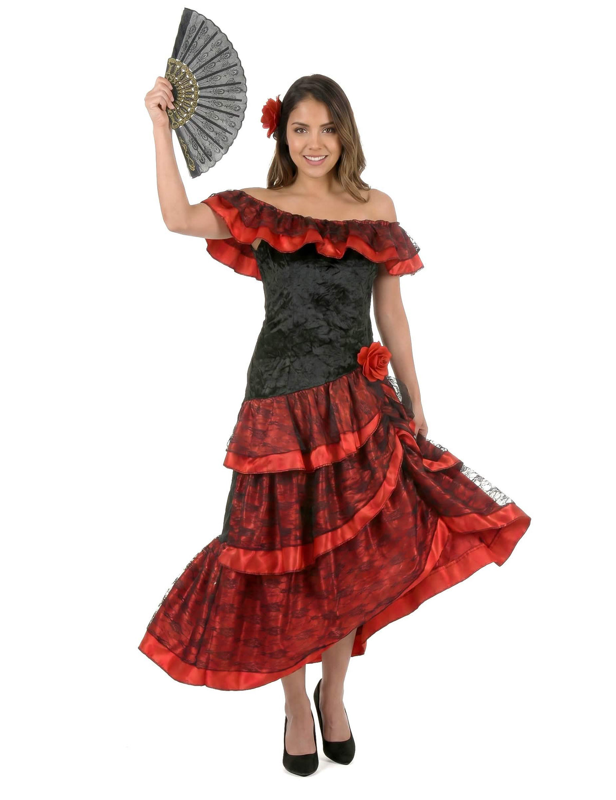 Crveni i crni flamenco Flamenco plesač prerušen