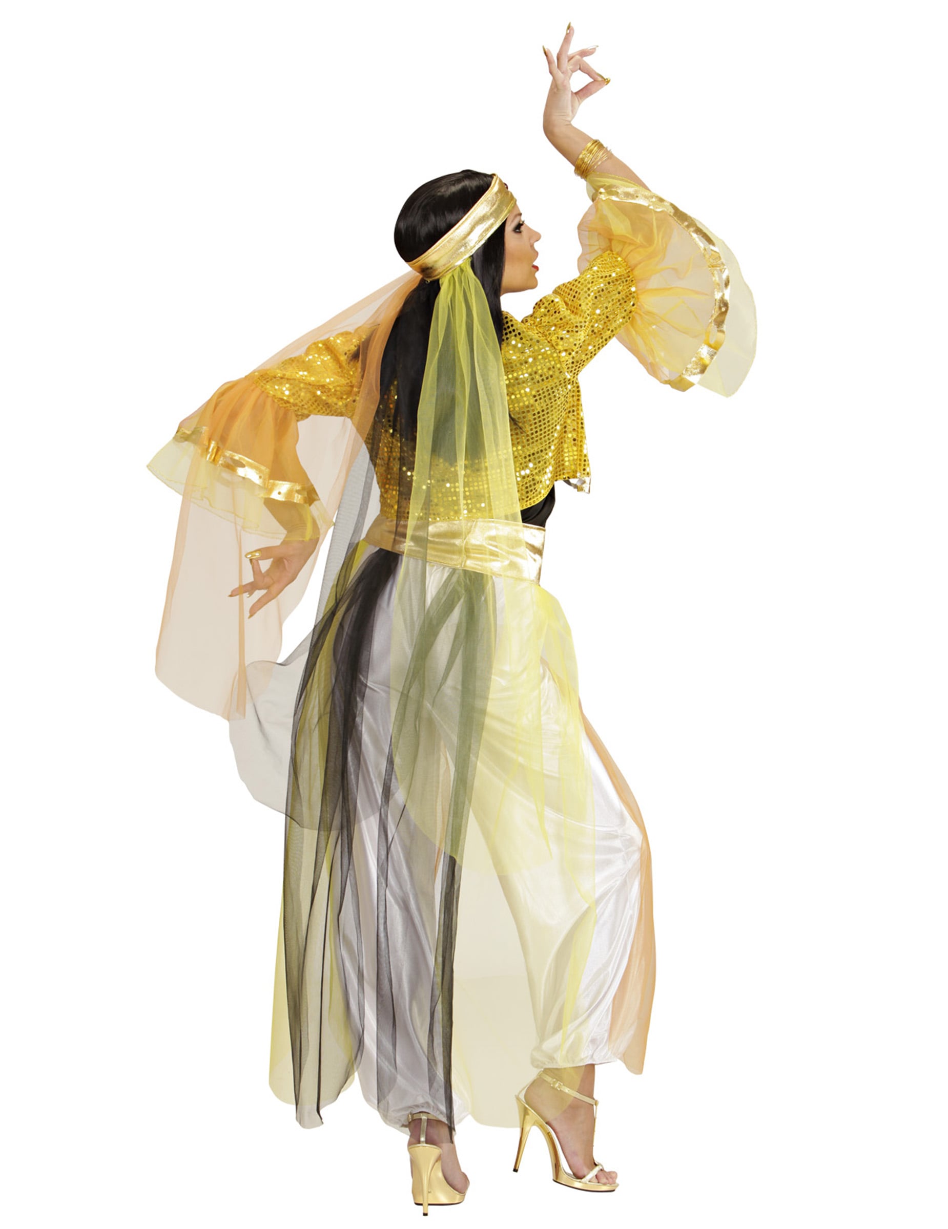 Vue de dos du déguisement danseuse orientale à voilage