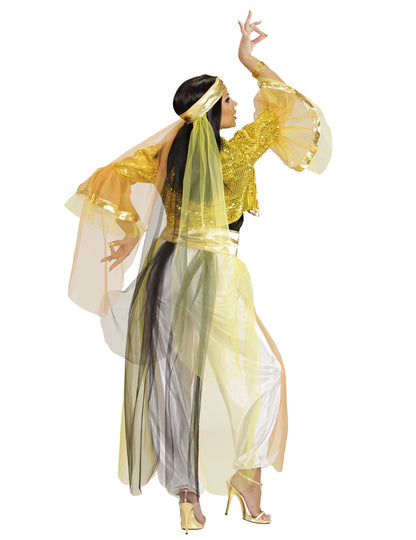 Vue de dos du déguisement danseuse orientale à voilage