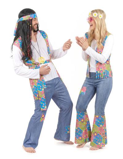 Šareni odrasli hippie kostim za par