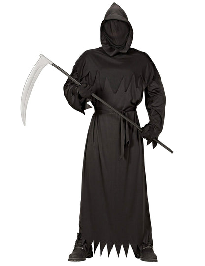 Déguisement de la mort pour homme noir avec capuche et faux