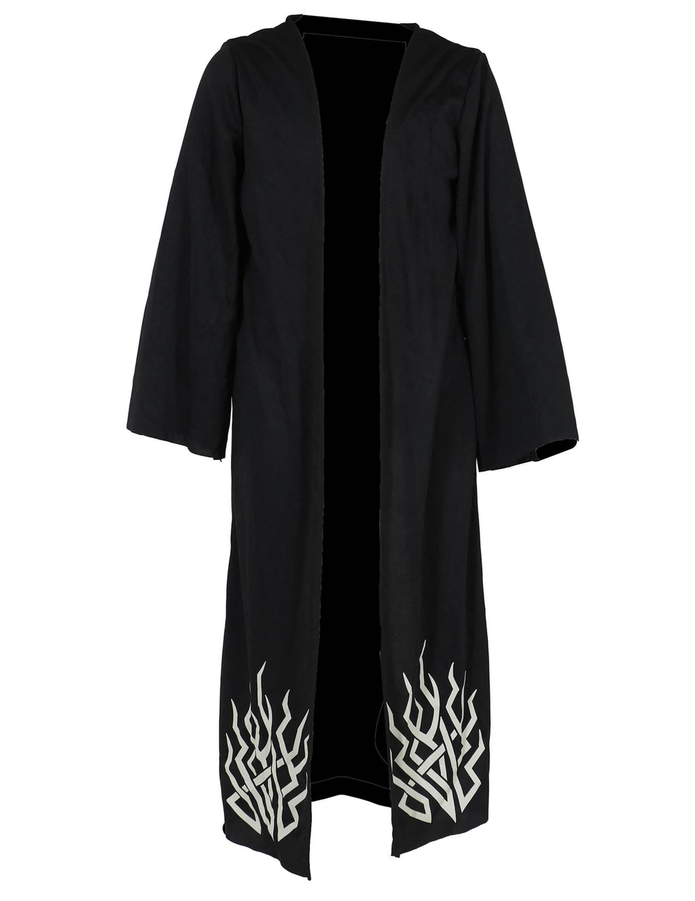 Veste longue noire à motifs blancs du déguisement démon possédé pour enfant