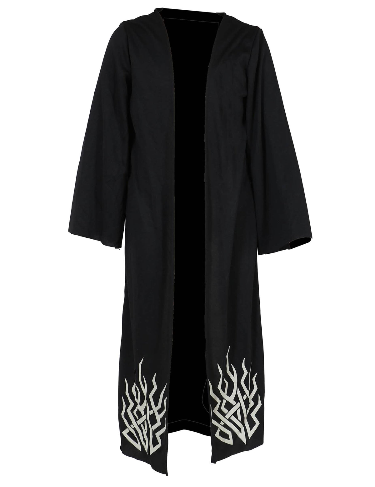 Veste longue noire à motifs blancs du déguisement démon possédé pour enfant
