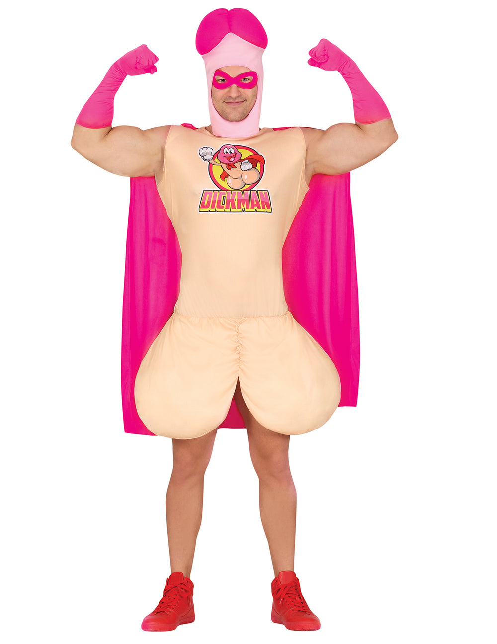 Déguisement Dickman pour adulte beige et rose avec cape et gants