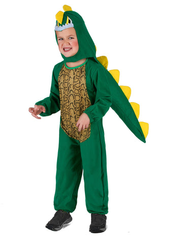 Dječji zeleni i žuti dinosaur prerušeni