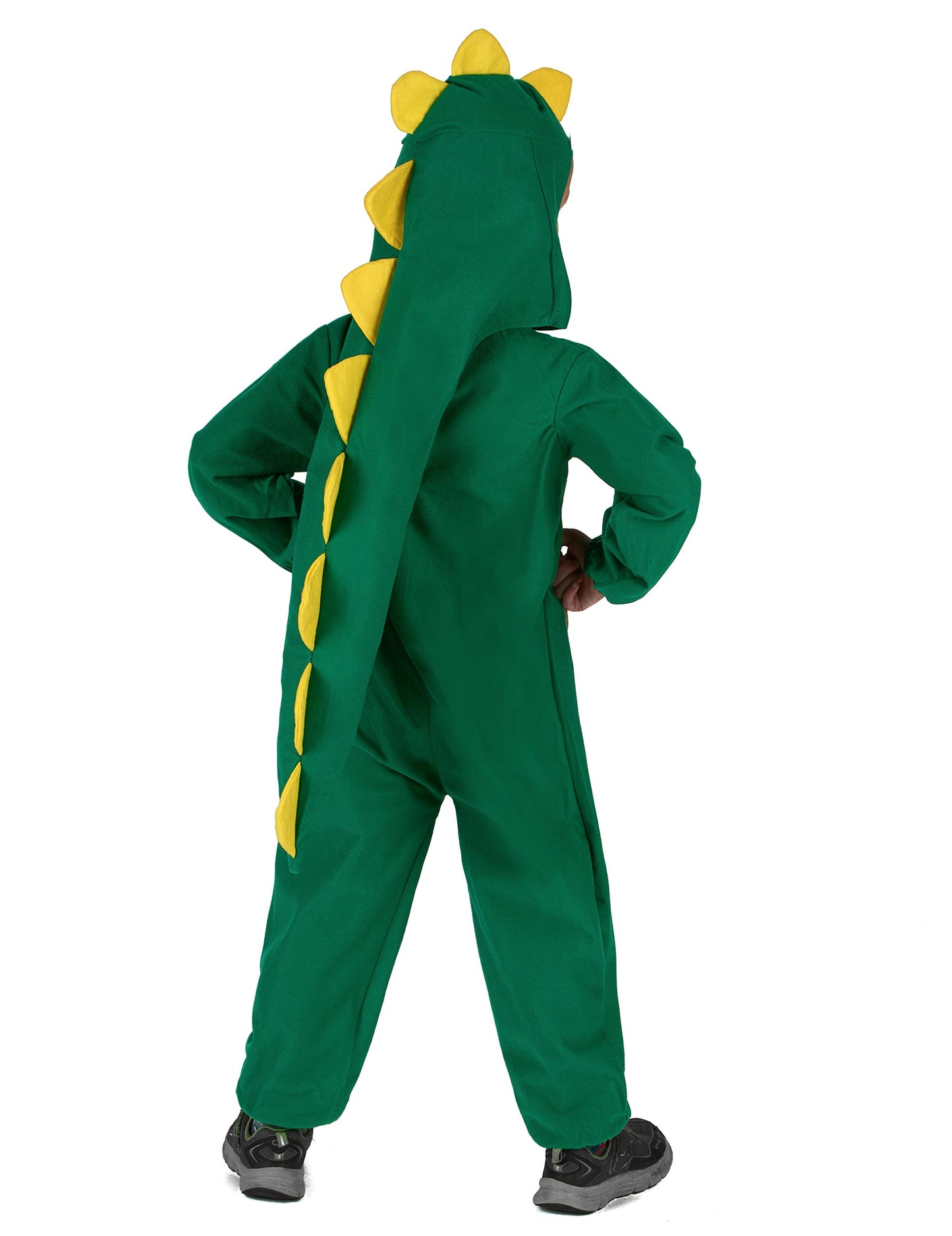 Dječji zeleni i žuti dinosaur prerušeni