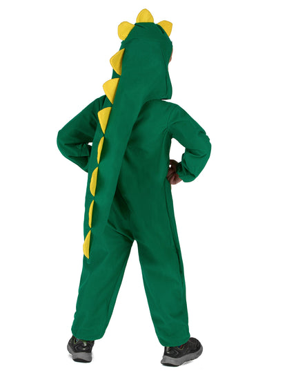 Dječji zeleni i žuti dinosaur prerušeni