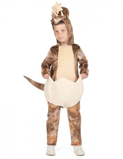 Déguisement dinosaure sorti de l'oeuf pour enfant marron et beige