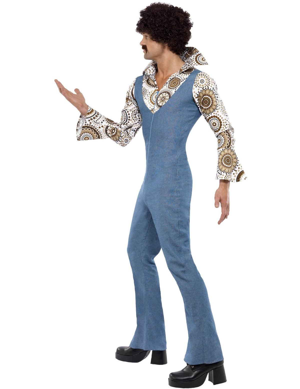 Vue de profil du déguisement disco années 70 ringard pour homme