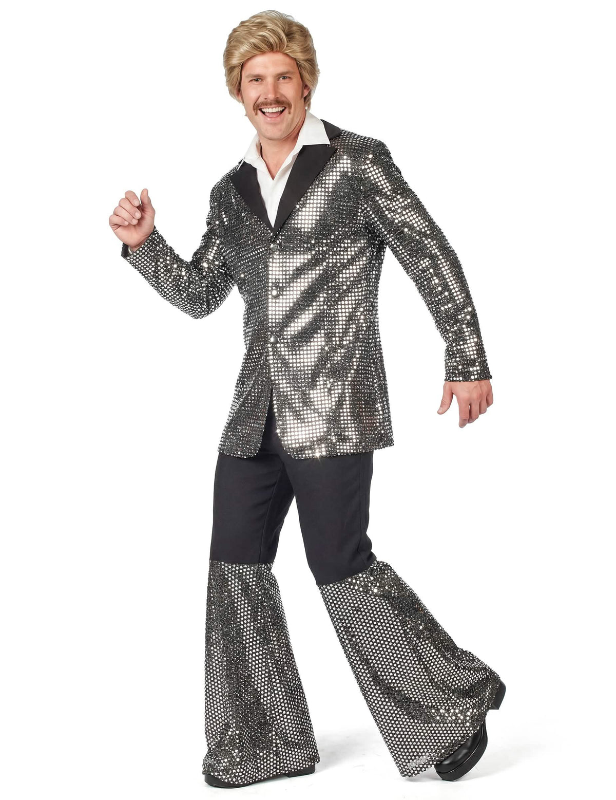 Vue de profil du déguisement disco pour homme