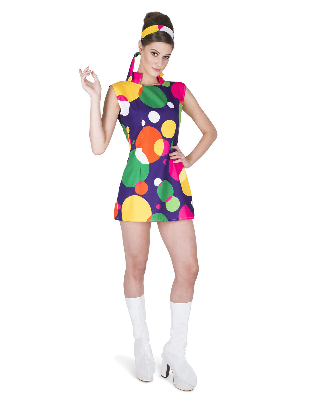 Déguisement disco pop pour femme multicolore à pois